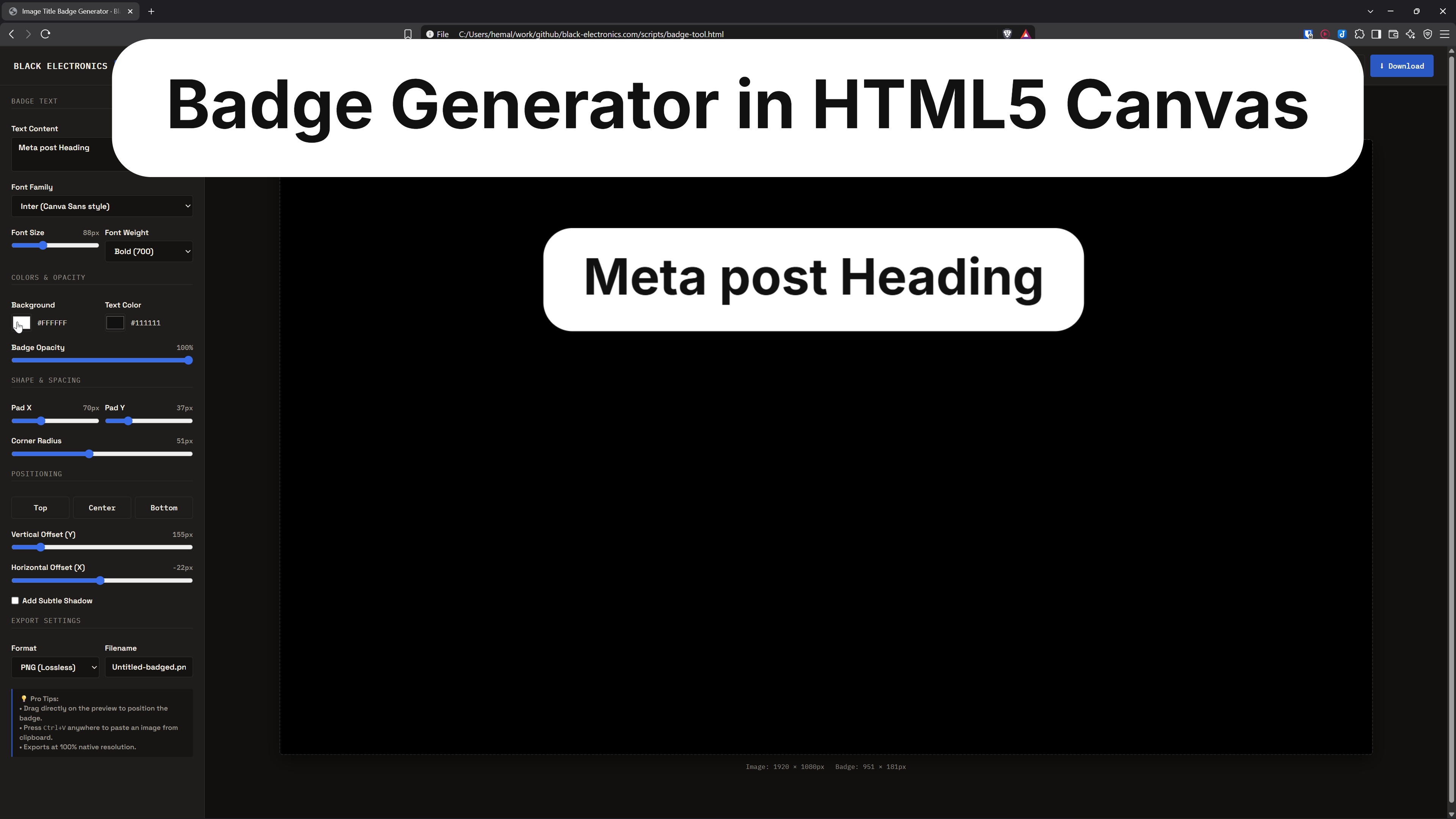Building a Zero-Dependency Title Badge Generator in HTML5 Canvas